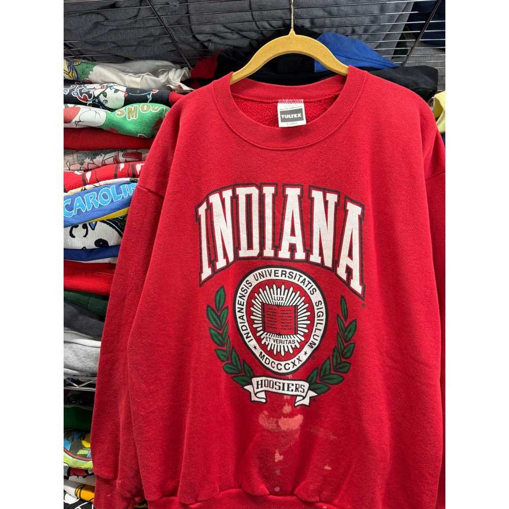 Vintage 90s Tultex Indiana University Hoosiers Sweatshirt Red XL Made in USA 90s